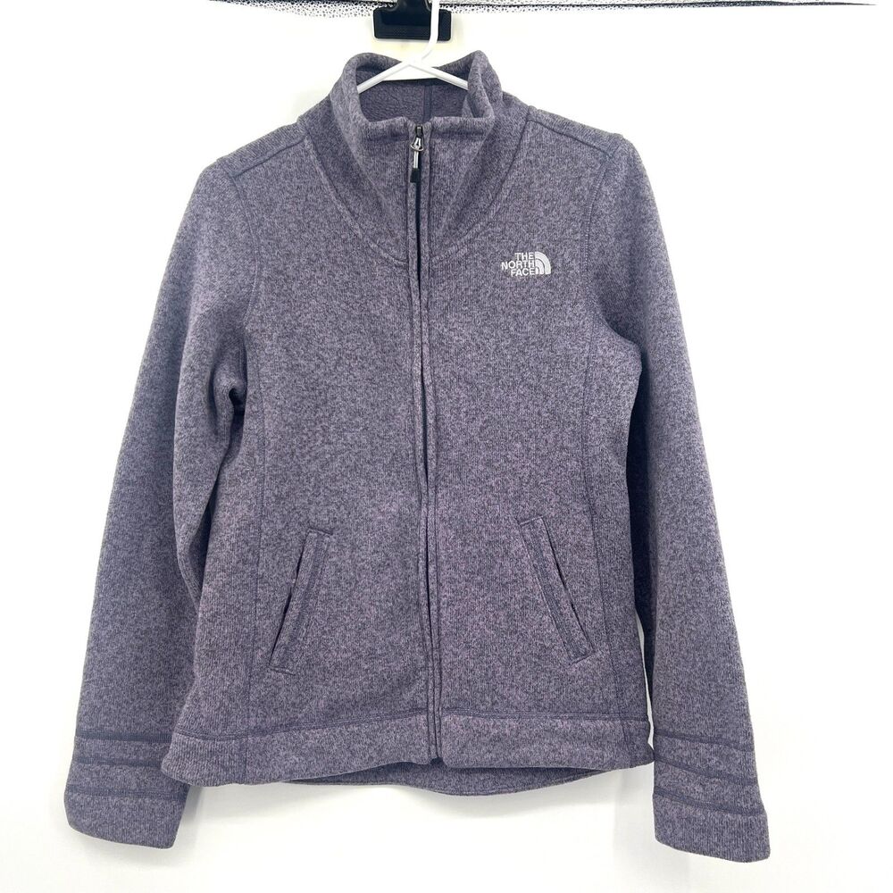 The North Face Womens S Full Zip Sweater Fleece Jacket Purple Heather Crescent